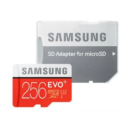 Memory card Samsung EVO Plus 256Gb microSDXC Class 10 UHS-I U3 + SD adapter