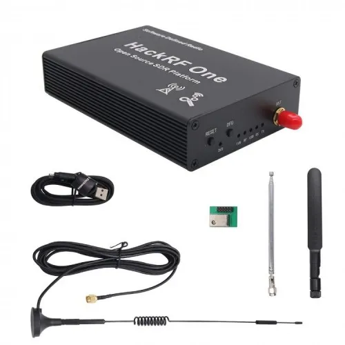 SDR receiver HackRF One in a metal case