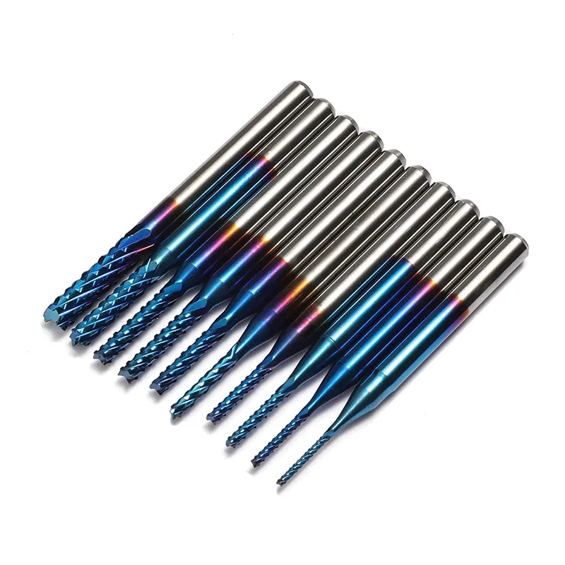 Kit фрез PCB 3.175 mm с покрытием/титановым покрытием/наносиними фрезами PCB CNC 0.8-3 mm